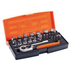 Bahco Sl25. 1/4" socket wrench set, metric, hexagon including screwdriver bits with bit holder, 25 pieces