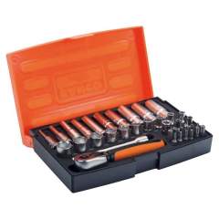 Bahco Sl25L. 1/4" socket wrench set, metric, hexagon including screwdriver bits -37 pieces