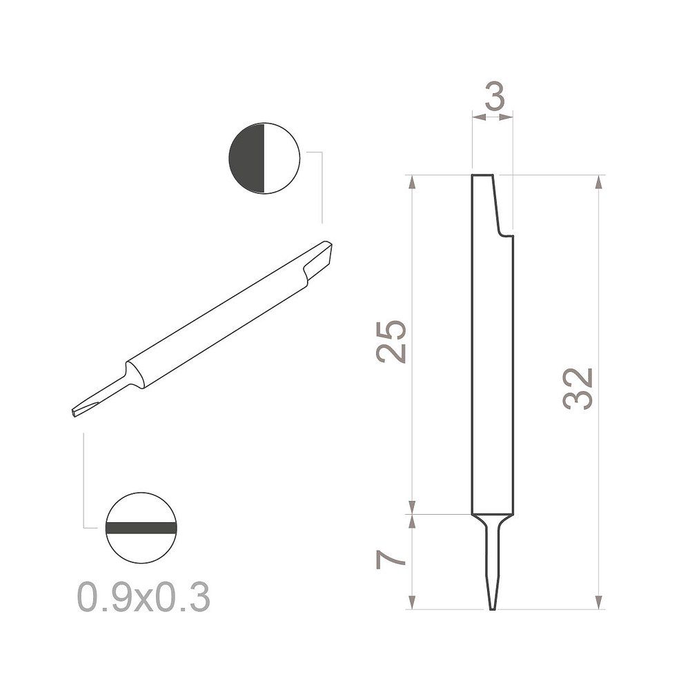 Bernstein 1-751. Keramik Klinge (Bit) Schlitz Klinge 0,9x0,3x32 mm
