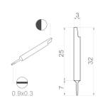 Bernstein 1-751. Keramik Klinge (Bit) Schlitz Klinge 0,9x0,3x32 mm