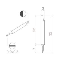 Bernstein 1-751. Keramik Klinge (Bit) Schlitz Klinge 0,9x0,3x32 mm