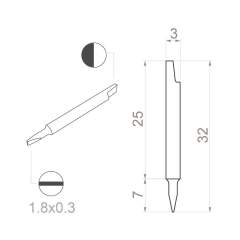 Bernstein 1-754. Keramik Klinge (Bit) Schlitz Klinge 1,8x0,3x32 mm