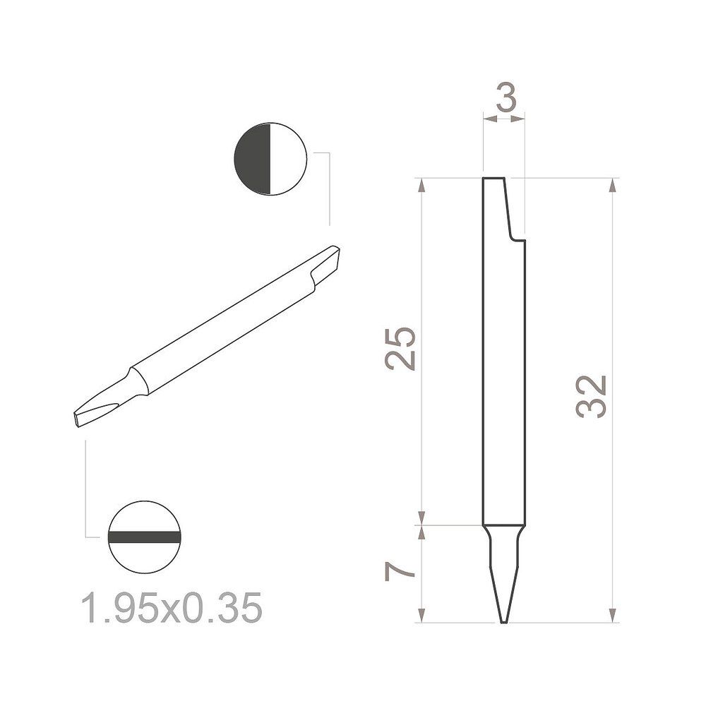 Bernstein 1-755. Keramik Klinge (Bit) Schlitz Klinge 1,95x0,35x32 mm