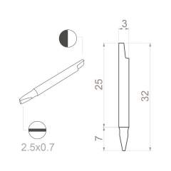 Bernstein 1-756. Keramik Klinge (Bit) Schlitz Klinge 2,5x0,7x32 mm