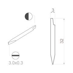 Bernstein 1-757. Keramik Klinge (Bit) Schlitz Klinge 3x0,3x32 mm