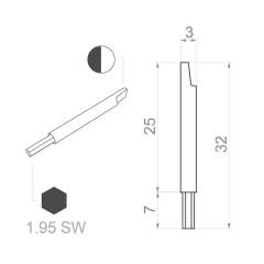 Bernstein 1-761. Keramik Klinge (Bit) Sechskant Klinge 1,95x32 mm