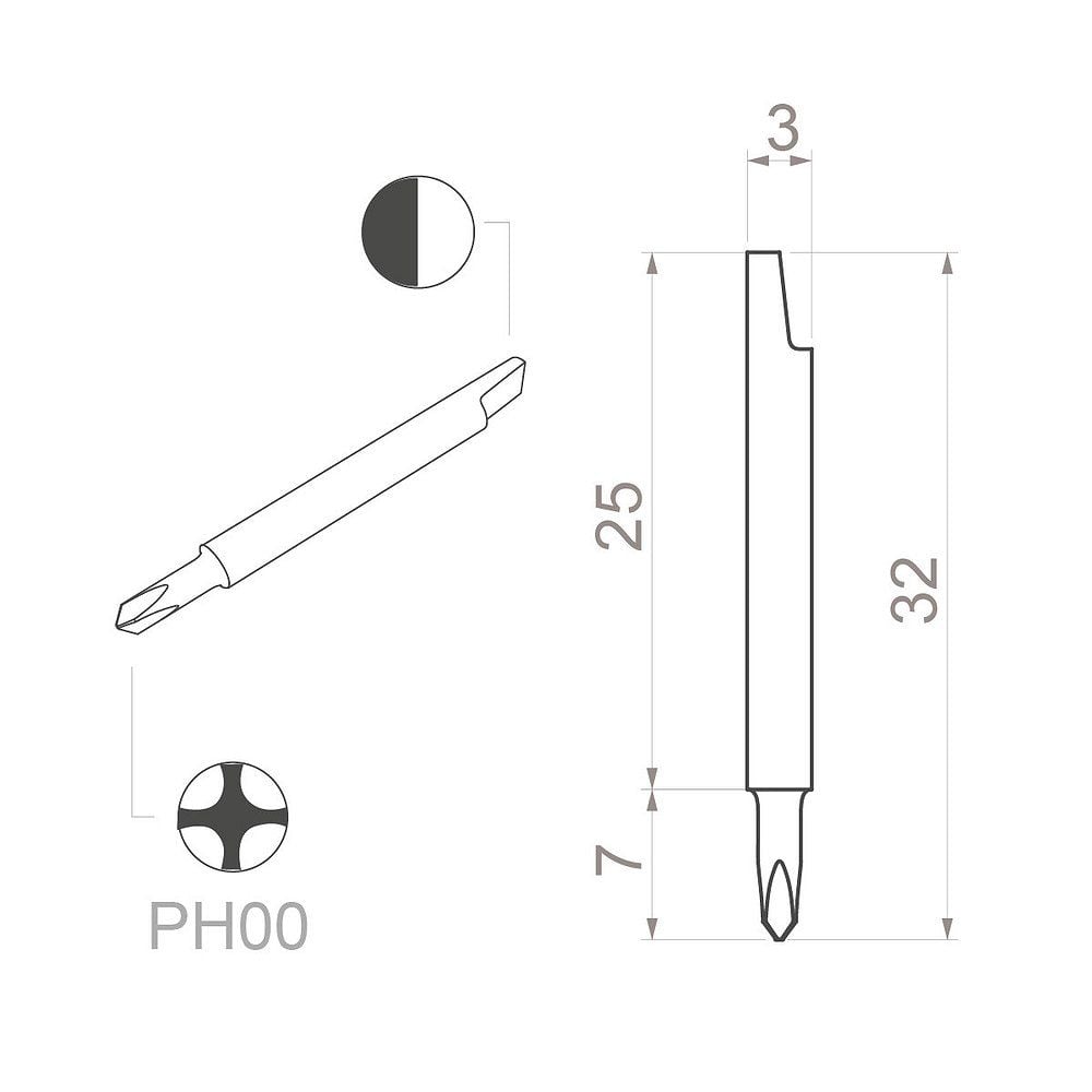 Bernstein 1-765. Keramik Klinge (Bit) Kreuzschlitz PH00