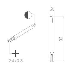 Bernstein 1-767. Keramik Klinge (Bit) Kreuz Klinge 2,4x0,8x32 mm