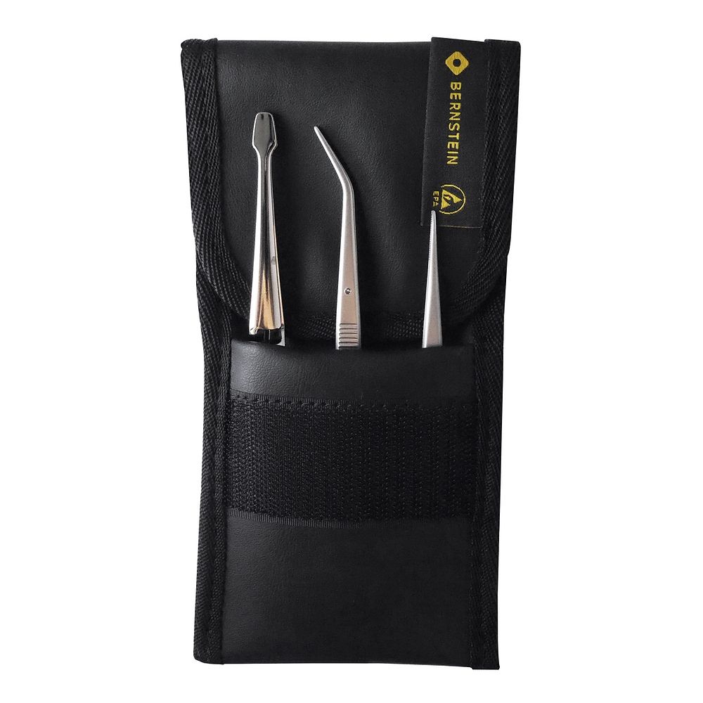 Bernstein 5-110. Universal Pinzette Satz 3-tlg. in ableitfähiger Einstecktasche