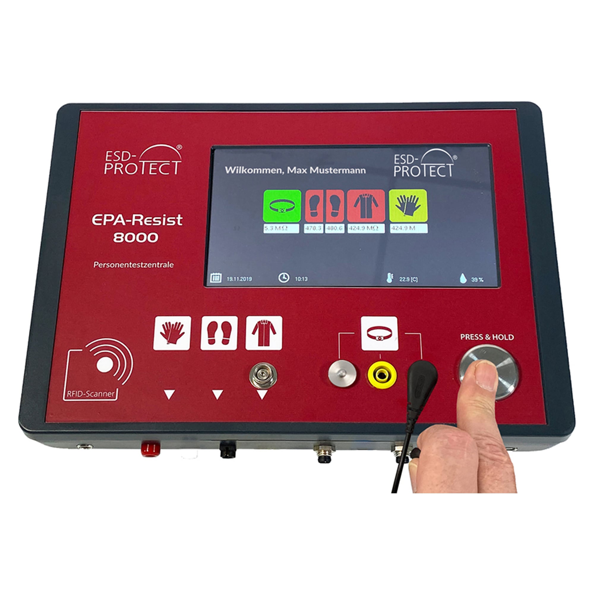 ESD-Personentestzentrale EPA-RESIST 8000 mit RFID, 4-in-1-Prüfung und LAN - A1-ESD EP0206050