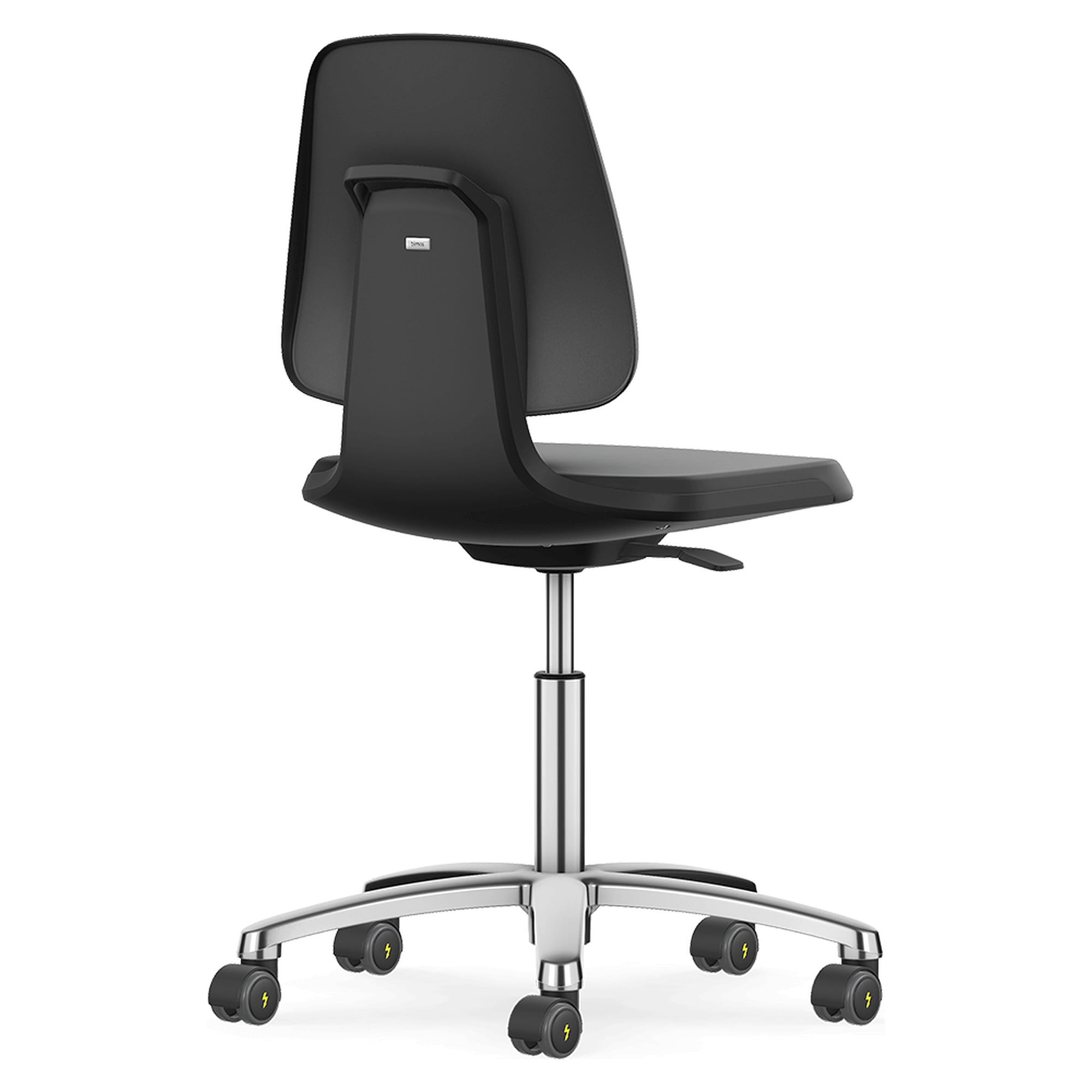 ESD-Labordrehstuhl Labsit 2 mit Rollen, Kunstleder Magic ESD schwarz, Sitzhöhe 450-650 mm - Bimos 9123E-MG01-3218