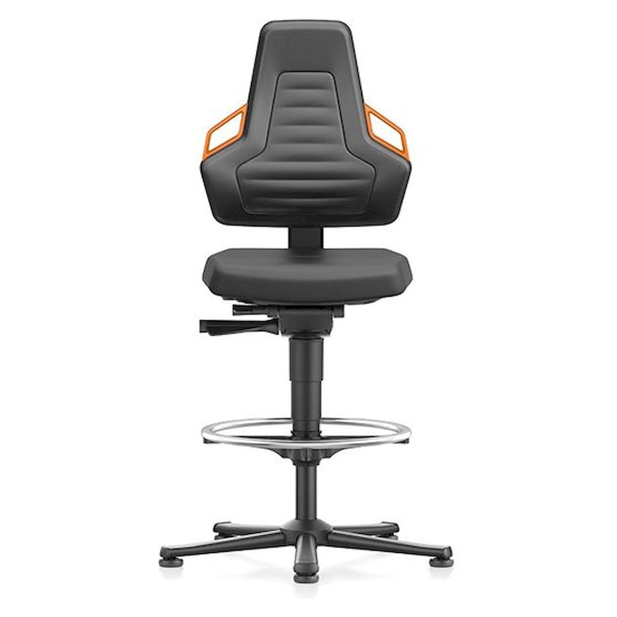 Bimos 9031-2000-3279. Arbeitsstuhl Labor Nexxit 3, mit Gleiter und Fußring, Integralschaum, Griffe orange