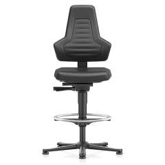 Bimos 9031E-MG01-3001. ESD Stuhl Nexxit 3, mit Gleiter und Fußring, Kunstleder schwarz, ohne Griffe