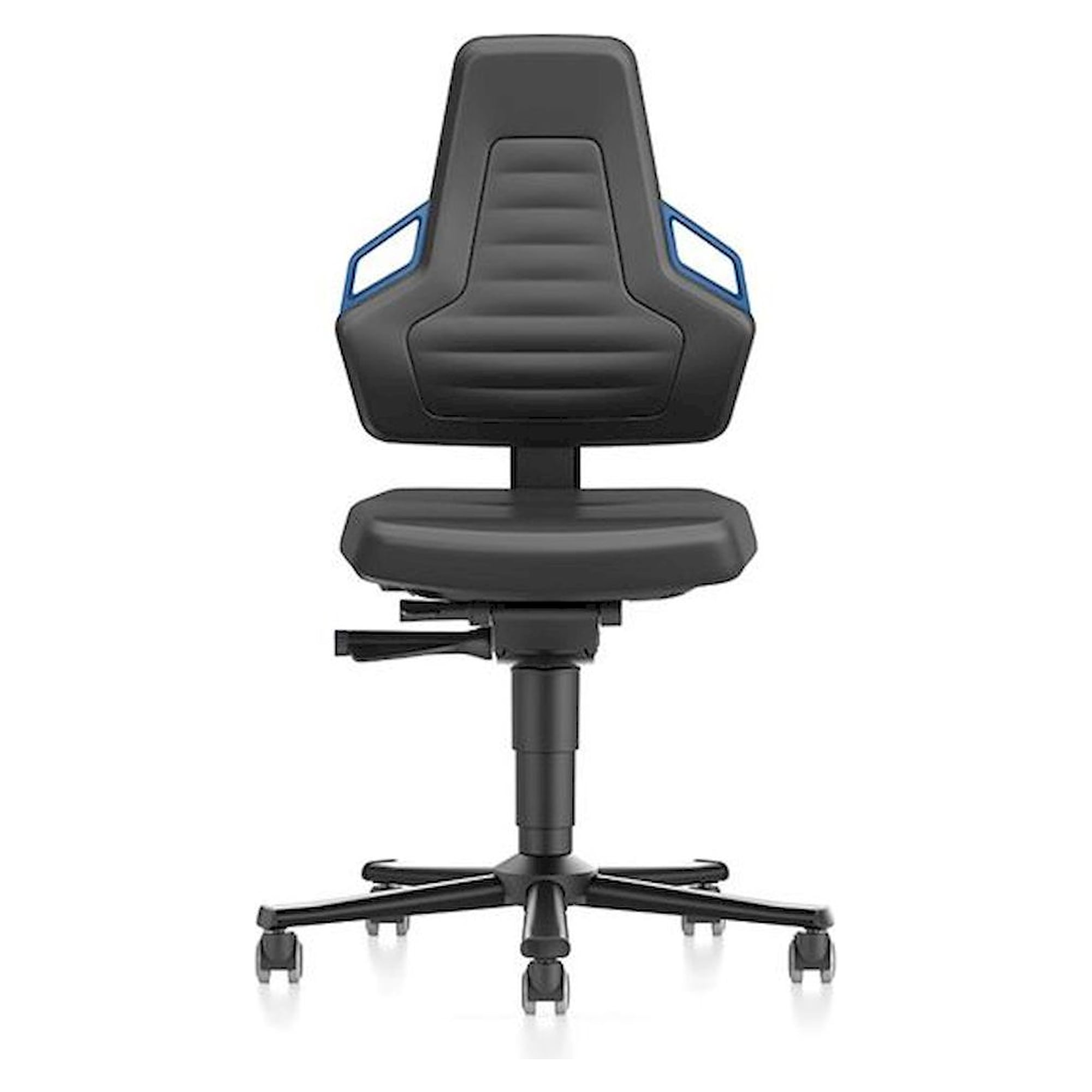 Bimos 9033-MG01-3277. Arbeitsstuhl Labor Nexxit 2 mit Rollen, Kunstleder, Griffe blau