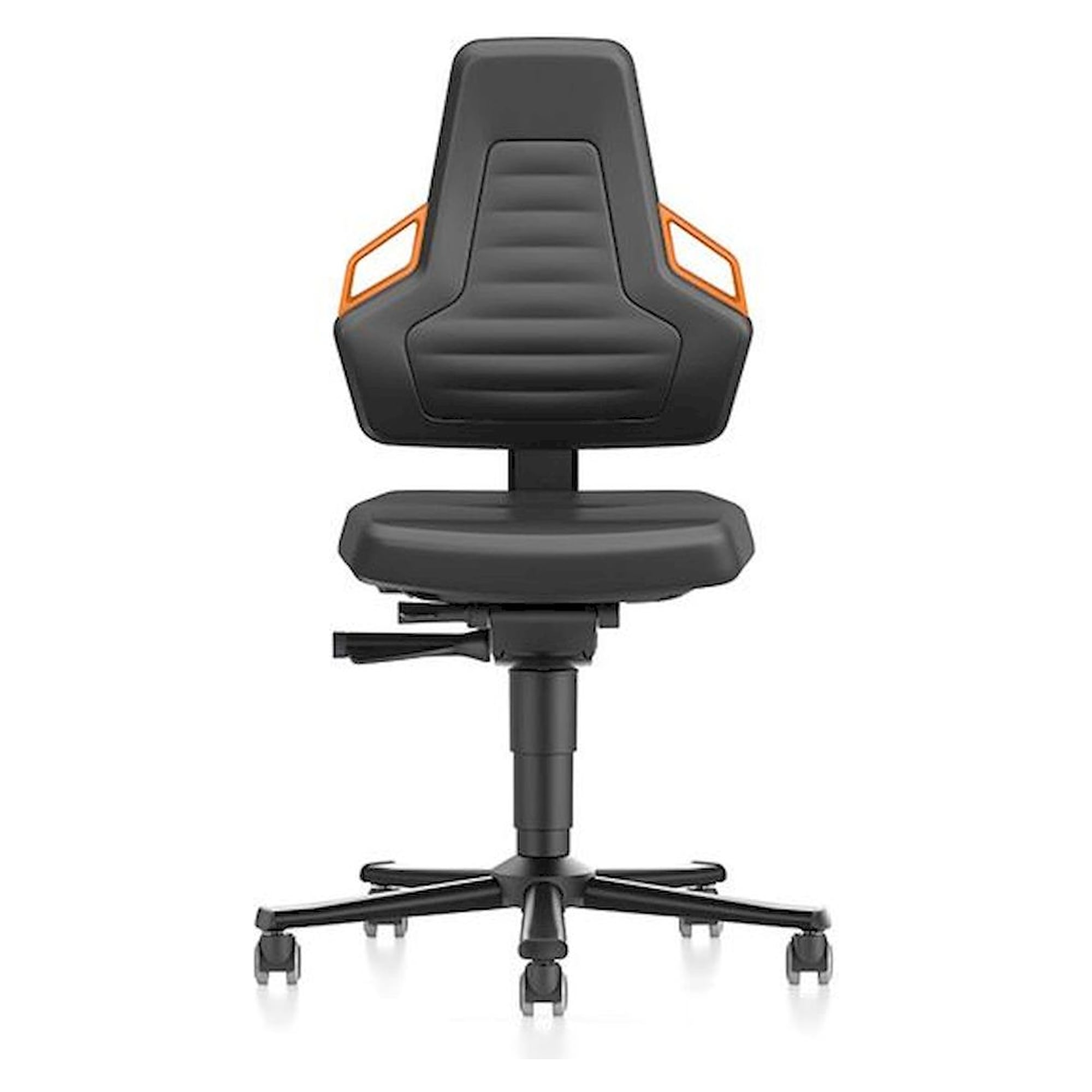 Bimos 9033-MG01-3279. Laboratory chair NEXXIT 2 with castors, imitation leather, orange handles