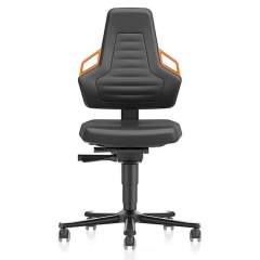 Bimos 9033-MG01-3279. Laboratory chair NEXXIT 2 with castors, imitation leather, orange handles