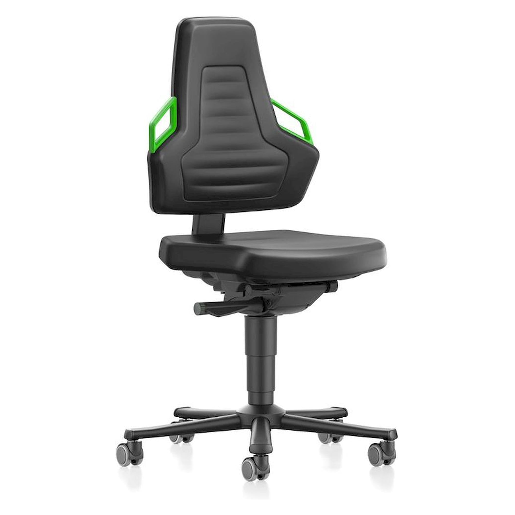 Bimos 9033-SP01-3280. Work chair NEXXIT 2 with castors, Supertec, green handles
