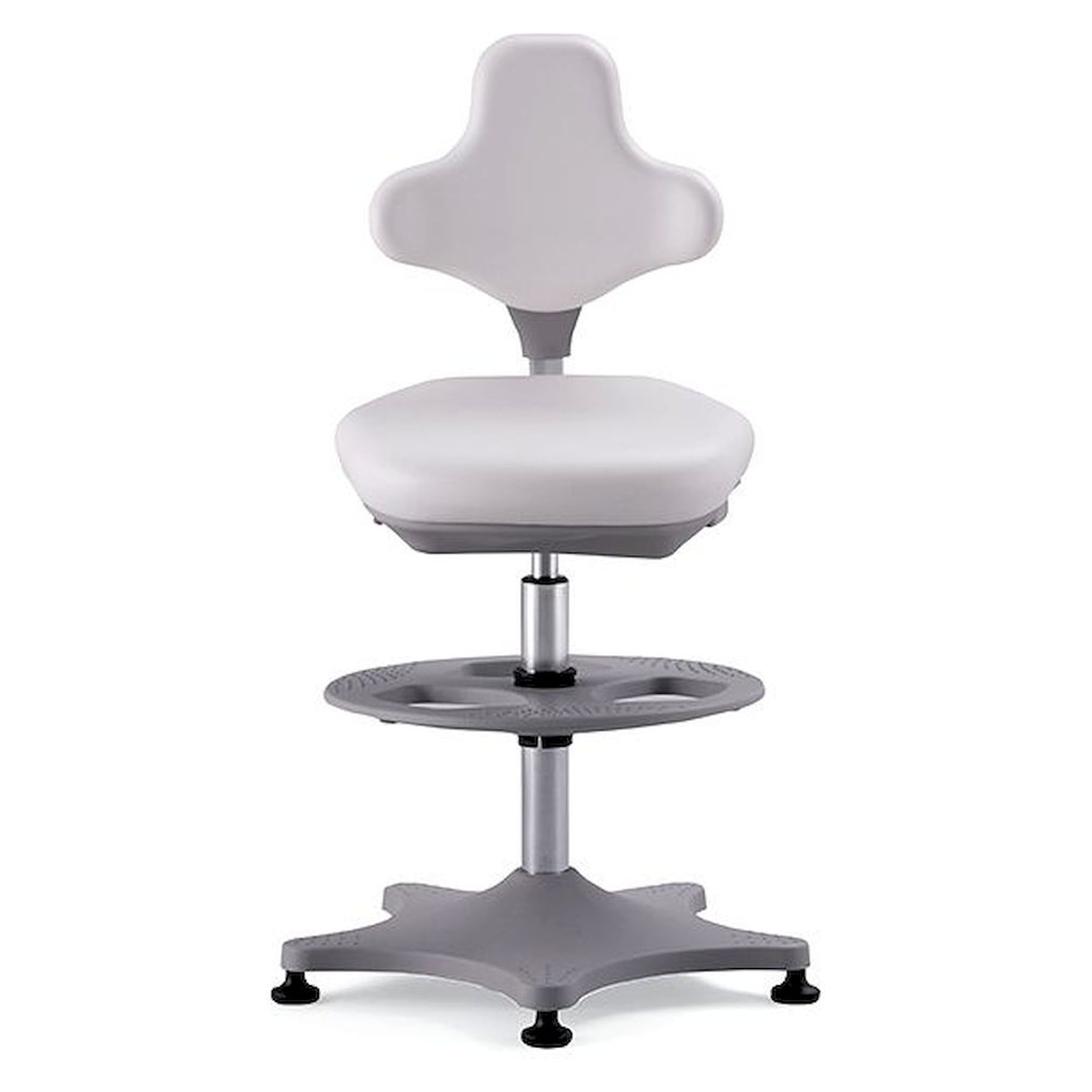 Bimos 9101-6907. Laborstuhl Labster 3 Gleiter und Fußring, Kunstleder weiß