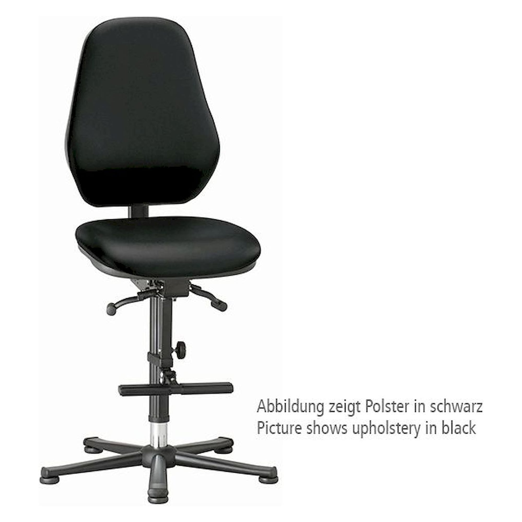 Bimos 9131-6903. Chaise de laboratoire Basic 3 avec patin et marchepied, cuir synthétique rouge/ dossier 430 mm