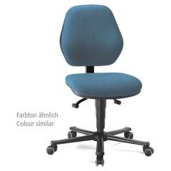 Bimos 9133-6902-521. Laboratory chair Basic 2 with castors, blue imitation leather, backrest 430 mm, aluminium base in frame colour