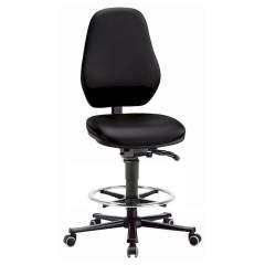 Bimos 9134-2571. Laboratory chair Basic 2 with castors, black imitation leather, backrest 530 mm