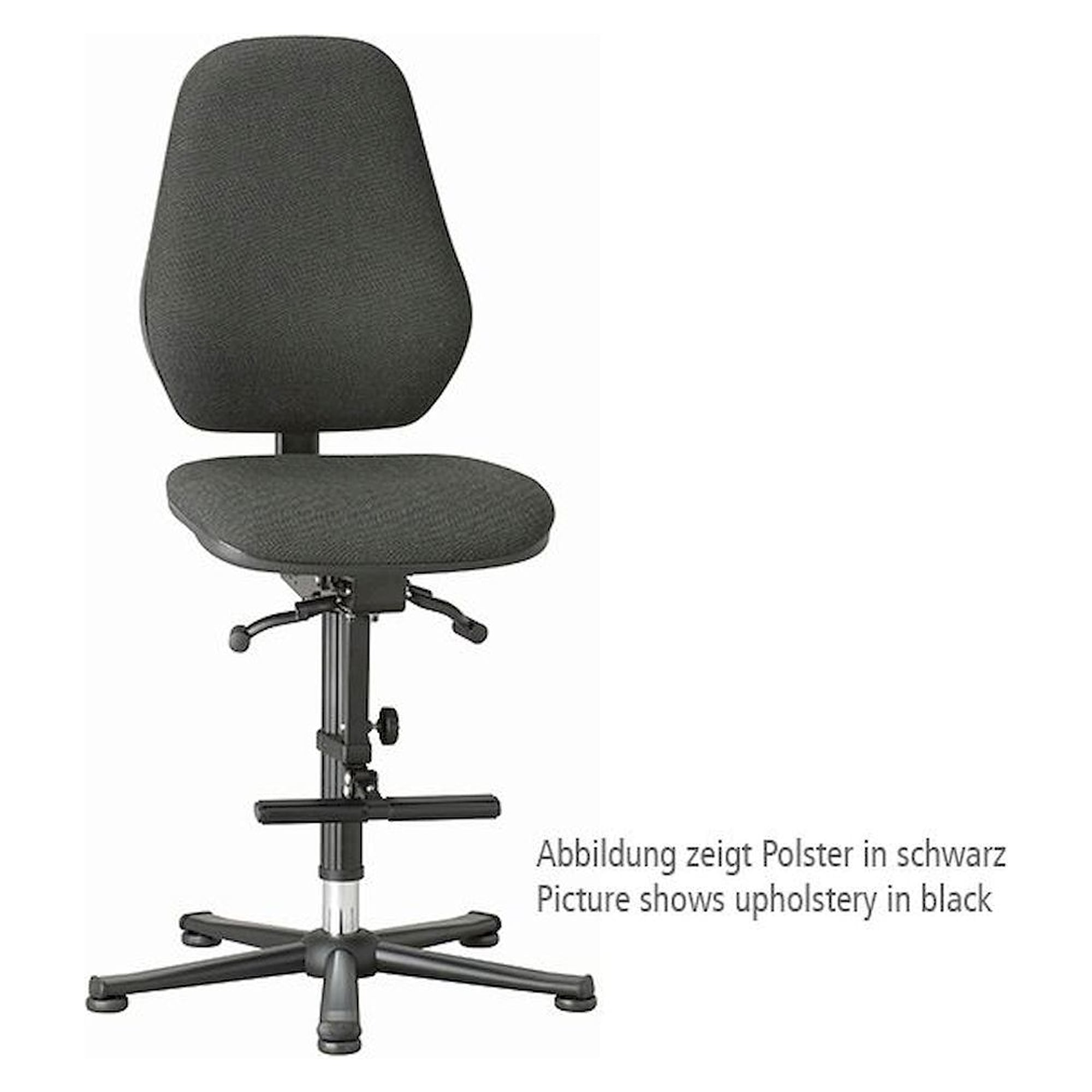 Bimos 9136-6802. Laborstuhl Basic 3, mit Gleiter und Aufstiegshilfe, Stoff Duotec blau, Lehne 530 mm - Synchrontechnik