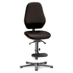 Bimos 9156E-9801. ESD Stuhl Basic 3, Aufstiegshilfe und Gleiter, Stoff Duotec schwarz, Permanentkontakt und Sitzneigung, Lehne 530 mm