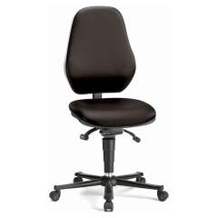 Bimos 9158E-2571. ESD chair Basic 2 with castors, imitation leather black, synchronous technology with weight adjustment, backrest 530 mm