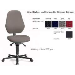 Bimos 9158E-9802. ESD Stuhl Basic 2 mit Rollen, Stoff Duotec blau, Synchrontechnik mit Gewichtsregulierung, Lehne 530 mm