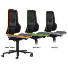 Bimos 9563-9999-3278. Neon 2 work chair with castors Flexband grey, permanent contact