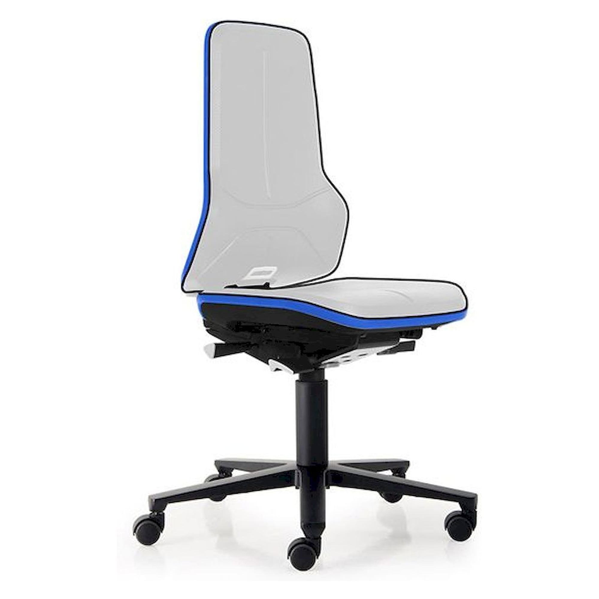 Bimos 9563E-9999-3277. ESD Stuhl Neon 2 mit Rollen Flexband blau, Permanentkontakt