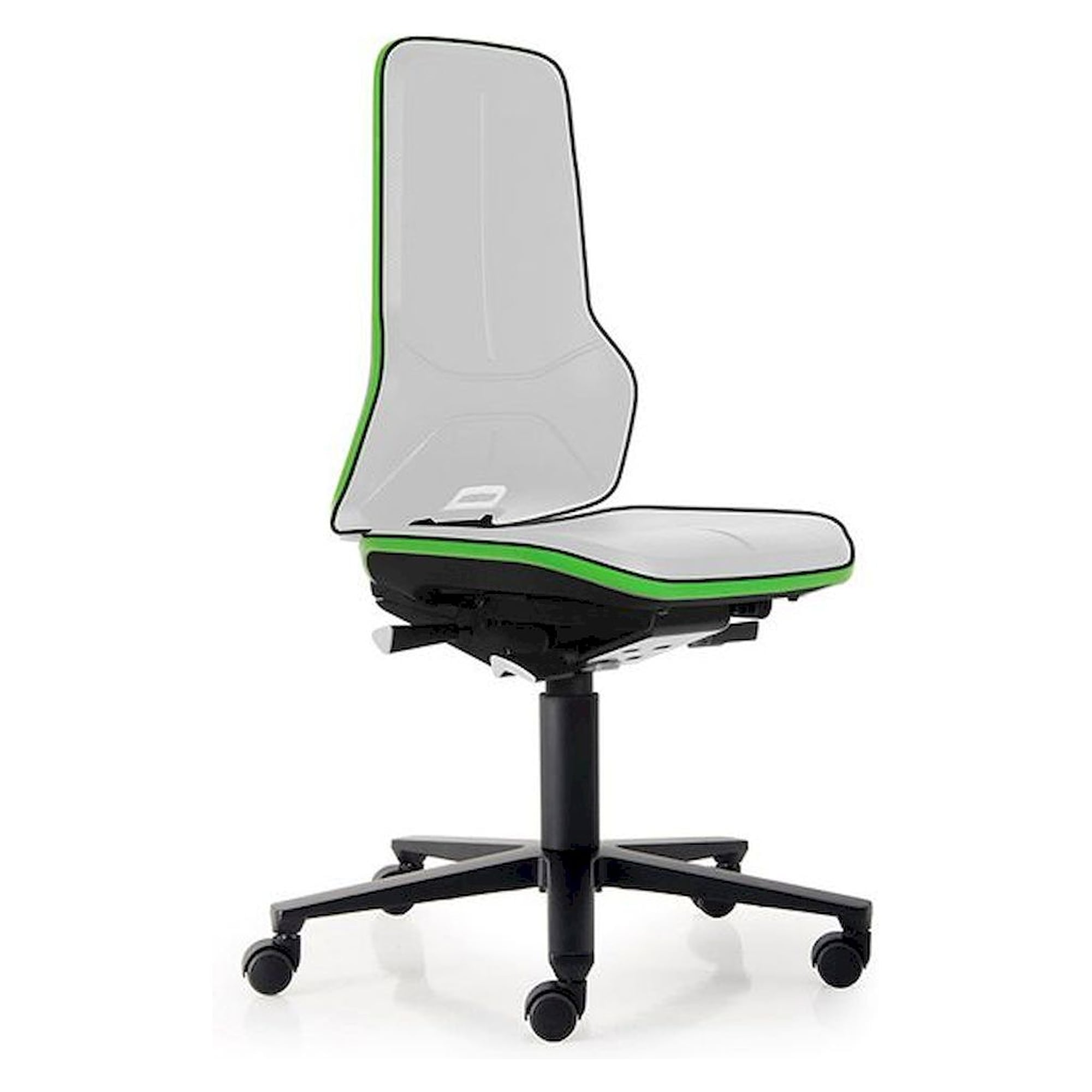 Bimos 9563E-9999-3280. ESD Stuhl Neon 2 mit Rollen Flexband grün, Permanentkontakt