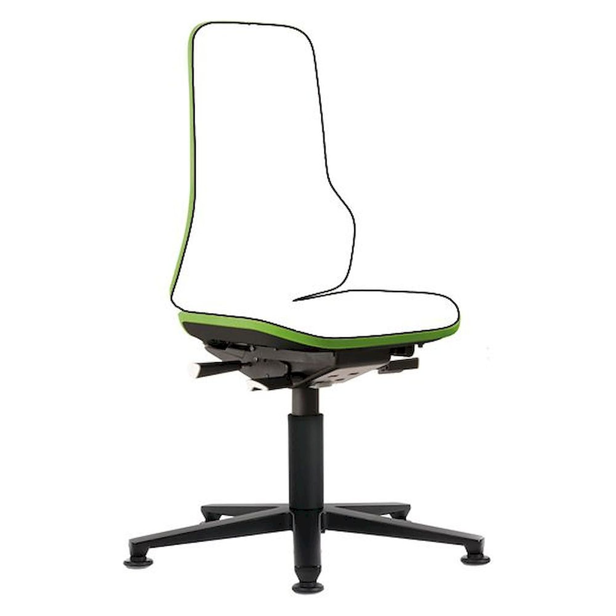 Bimos 9570-9999-3280. Neon 1 Arbeitsstuhl mit Gleiter, Flexband grün - Synchrontechnik