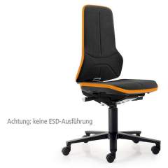 Bimos 9573-9588SP01-3279. Neon 2 work chair with castors, Flexband orange Synchrontechnik, Supertec upholstery black