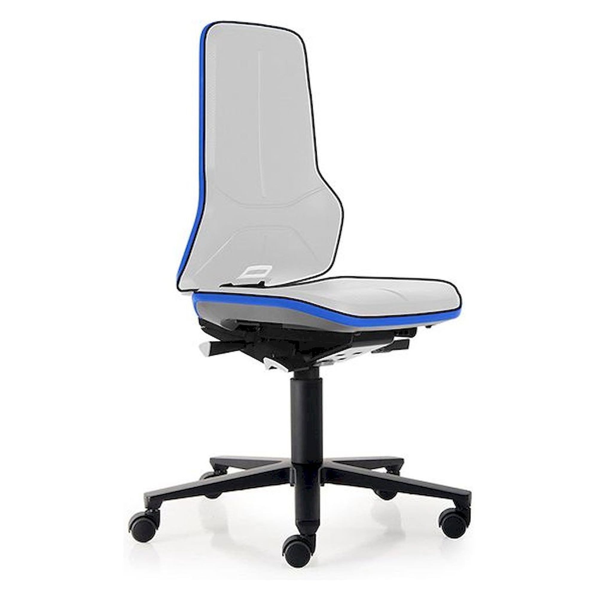 Bimos 9573-9999-3277. Neon 2 work chair with castors, Flexband blue Synchrontechnik