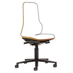 Bimos 9573-9999-3279. Neon 2 work chair with castors, Flexband orange Synchrontechnik