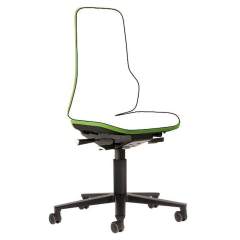 Bimos 9573-9999-3280. Neon 2 work chair with castors, Flexband green Synchrontechnik