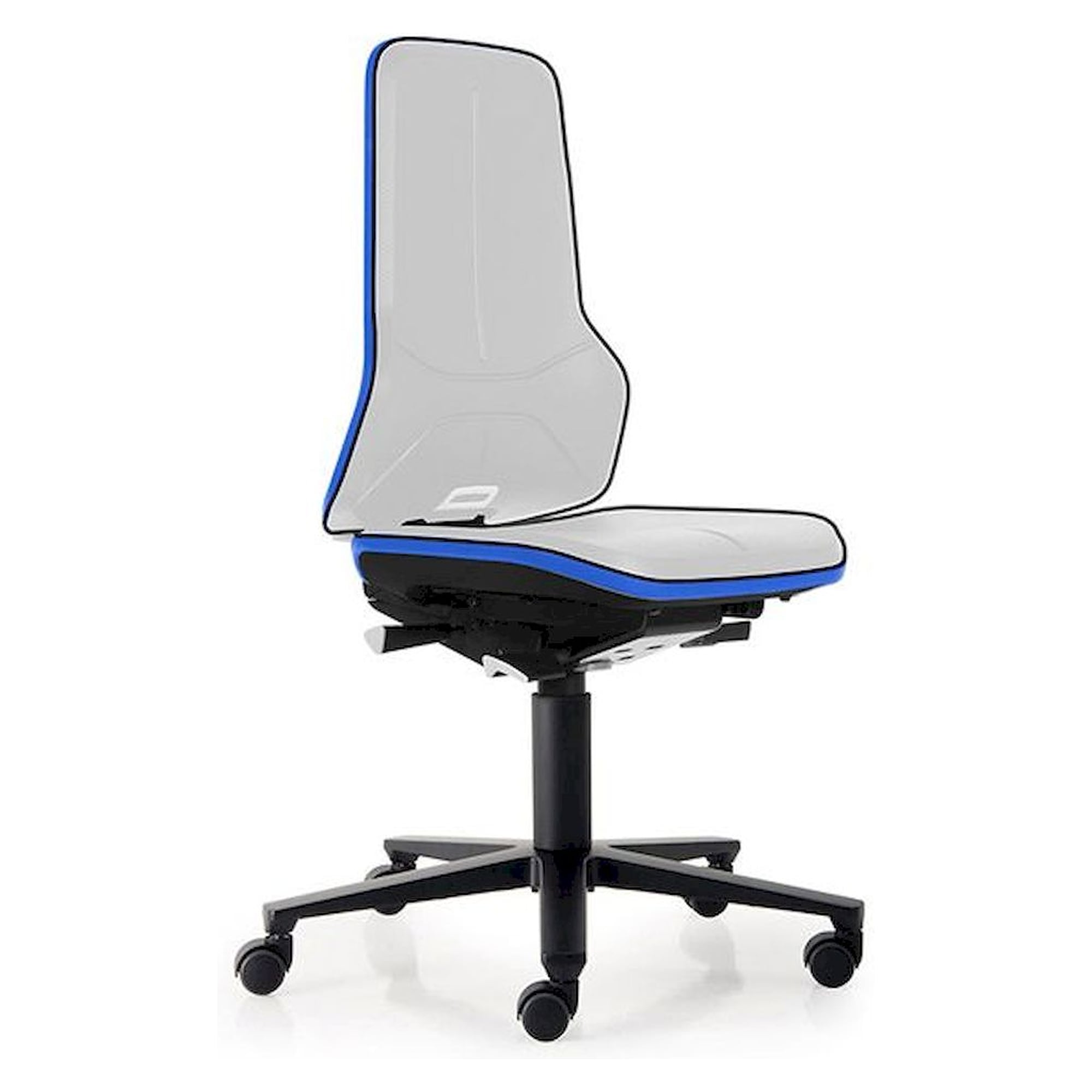 Bimos 9573E-9999-3277. ESD Stuhl Neon 2 mit Rollen, Flexband blau Synchrontechnik