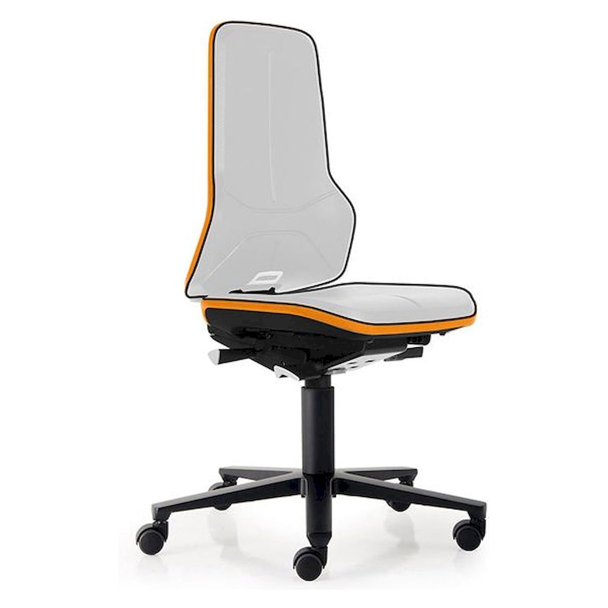Bimos 9573E-9999-3279. ESD Chair Neon 2 with castors, Flexband orange Synchrontechnik