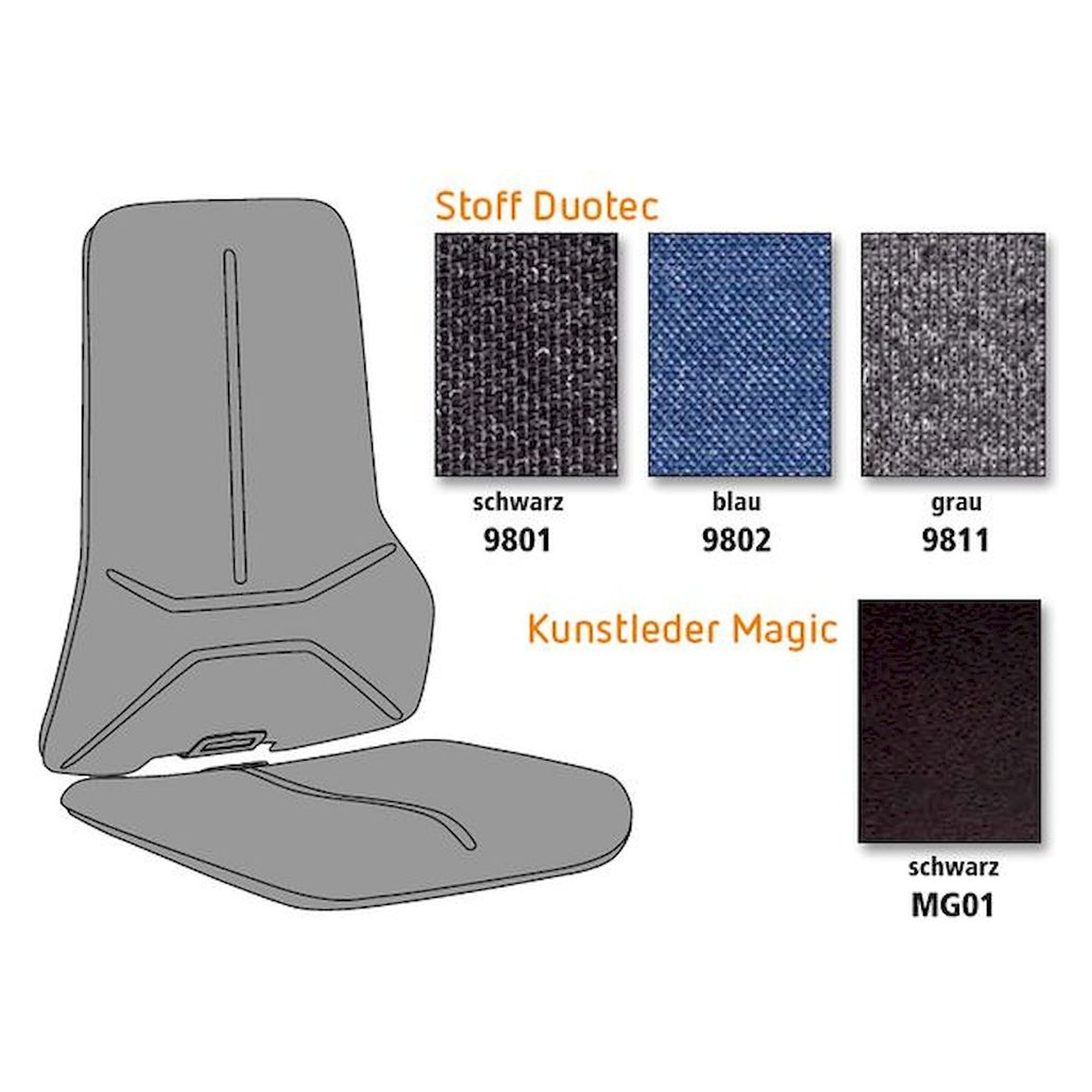 Bimos 9588E-9801. Rembourrage ESD pour Neon, matière Duotec noir