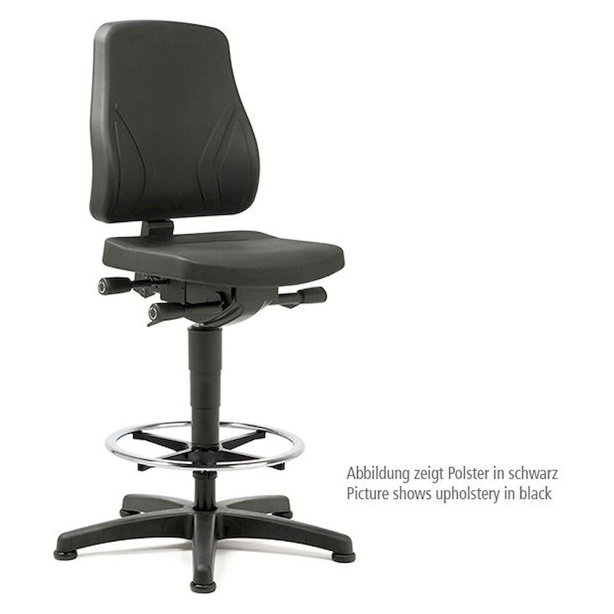 Bimos 9631-6801. Arbeitsstuhl All-In-One Trend 3, mit Gleiter und Fußring, Stoff Duotec schwarz