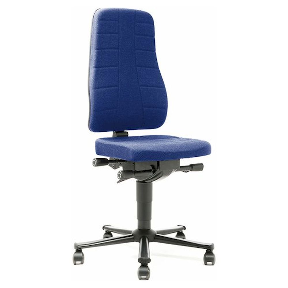 Bimos 9643-6802. Arbeitsstuhl All-In-One Highline 2, Rollen, Stoff Duotec blau