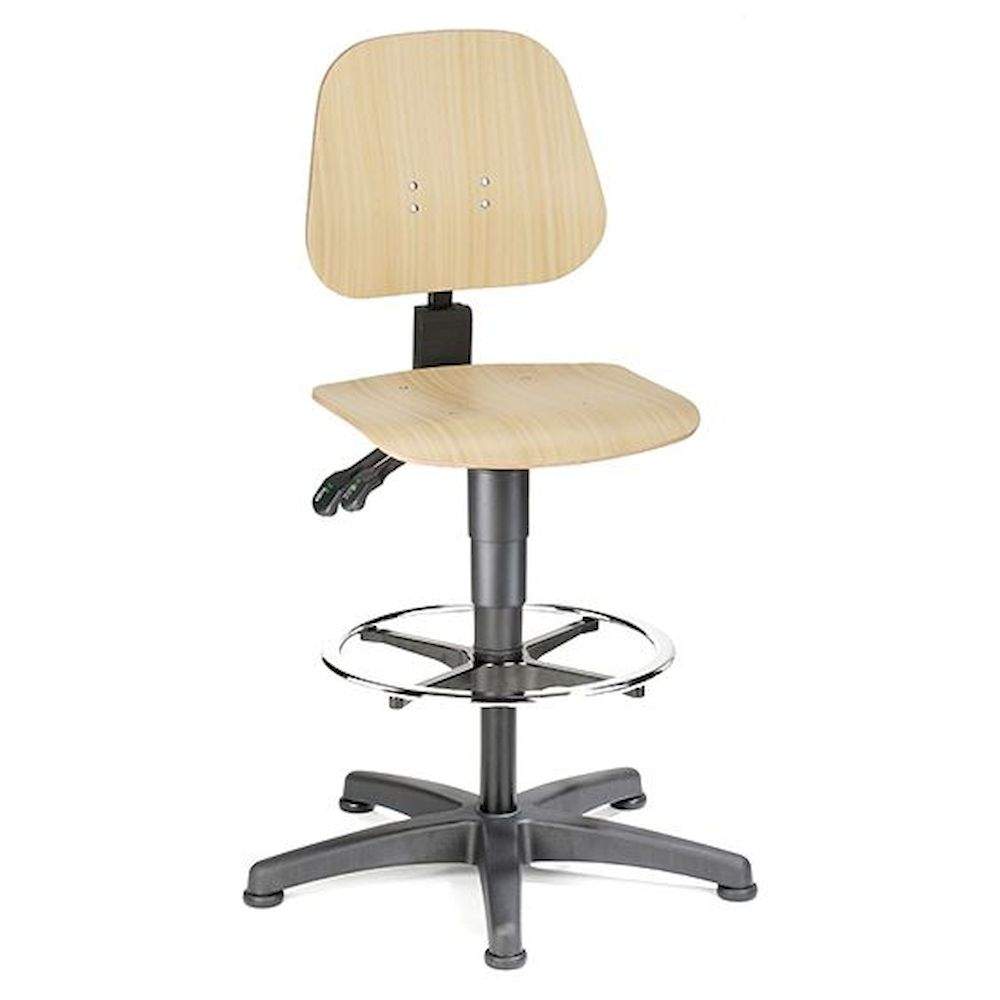Bimos 9651-3000. Work chair Unitec 3, with glider and foot ring, beech plywood