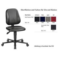 Bimos 9653E-2571. ESD Chair Unitec 2 with castors, imitation leather black