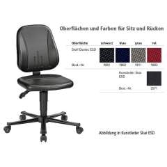 Bimos 9653E-9801. ESD Stuhl Unitec 2 mit Rollen, Stoff Duotec schwarz