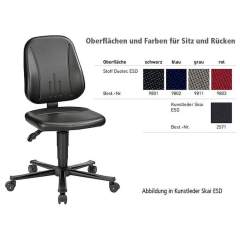 Bimos 9653E-9801. ESD chair Unitec 2 with castors, fabric Duotec black