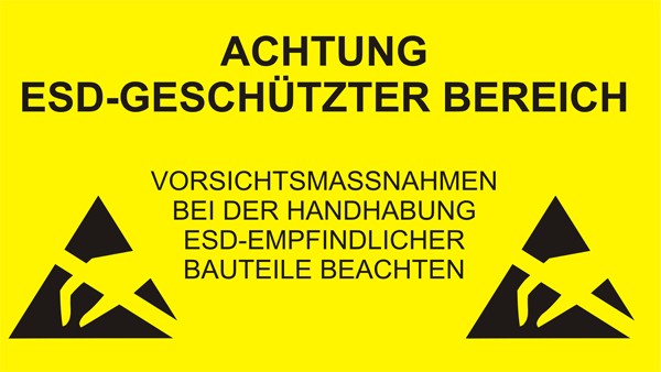 Panneau d'avertissement ESD adhésif jaune-noir, PVC, 300 x 500 mm - A1-ESD C-191-755