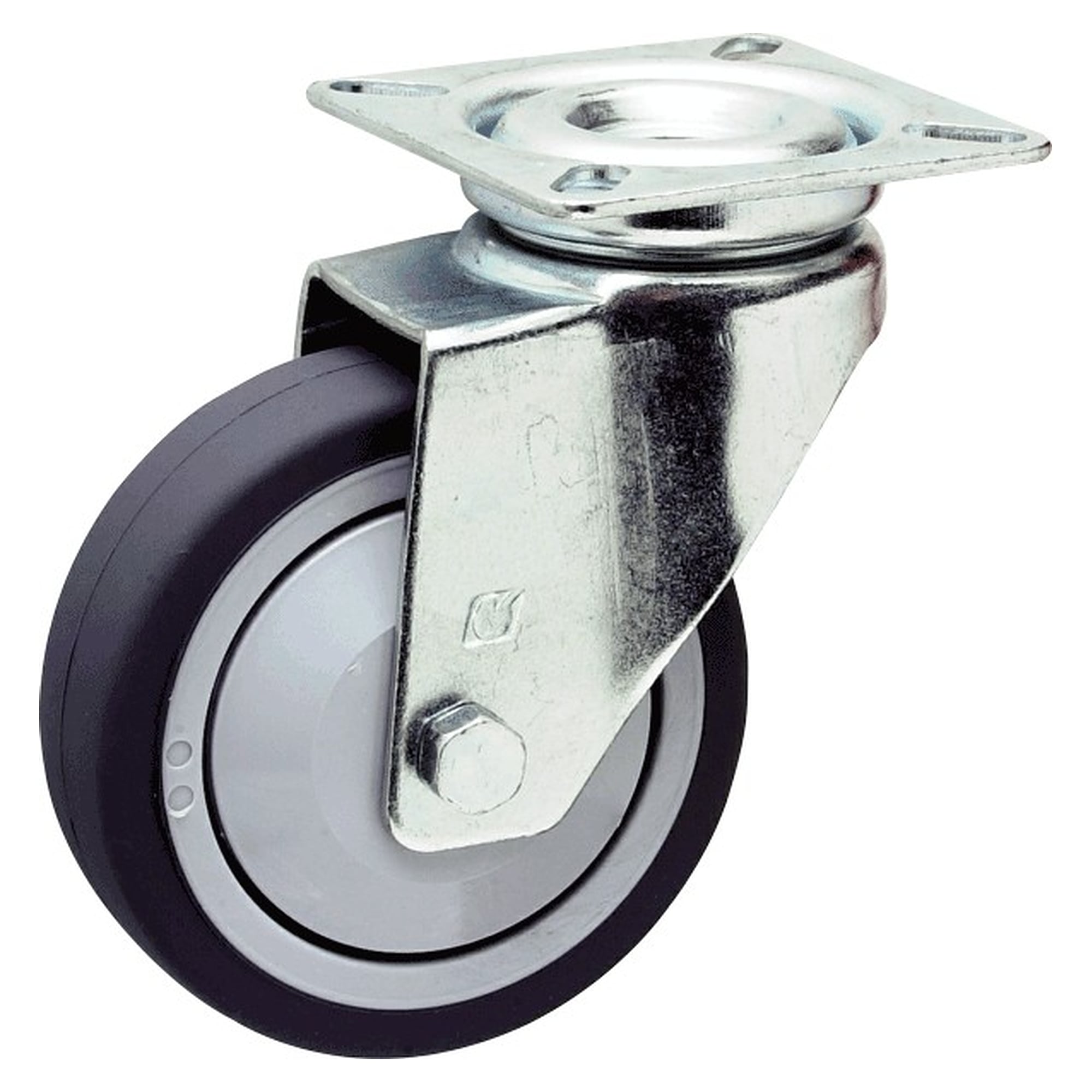 Roulette pivotante ESD avec platine de fixation, roue 60 x 60 mm, gris