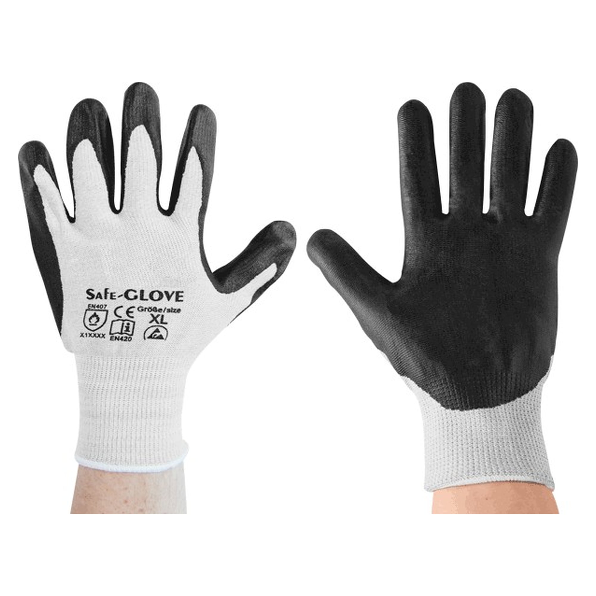 Safe-GLOVE ESD glove nitrile-coated, heat-resistant to 150 °C - A1-ESD C-213-3538DR