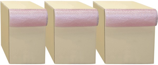 Luftpolsterfolie antistatisch rosa im Spenderkarton 400 mm x 75 m